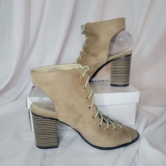 CAPE ROBBIN CARRIE-5 LACE-UP LOW HEEL BOOTIE SIZE 9 NUDE - Picture 8 of 8